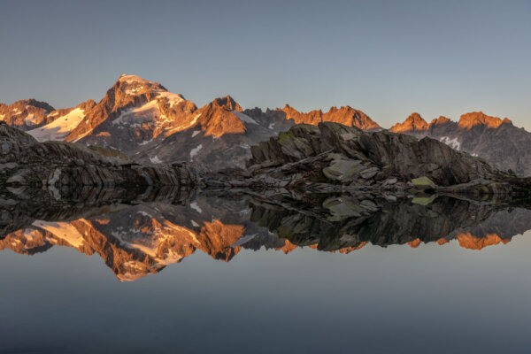 Alpenglow Reflected in Mountain Lake