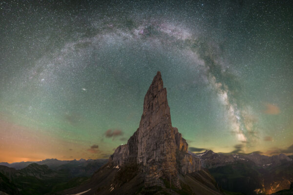 Milky Way Arching over Sharp Mountain Peak